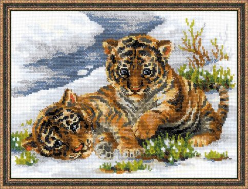 Тигрята в снегу, набор для вышивания