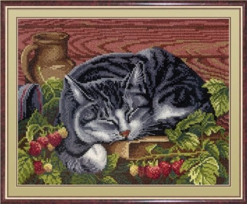 Спящий кот, набор для вышивания крестом