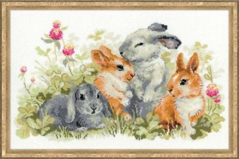 Забавные крольчата, набор для вышивания