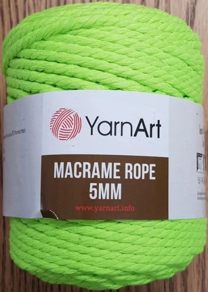 Пряжа YarnArt Macrame Rope 5mm, 60% хлопок, 40% вискоза и полиэстер, 500гр/85м