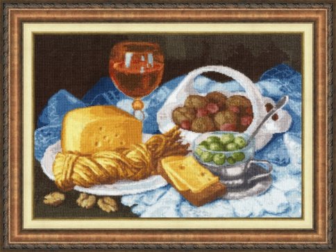 Натюрморт с сыром, набор для вышивания крестом