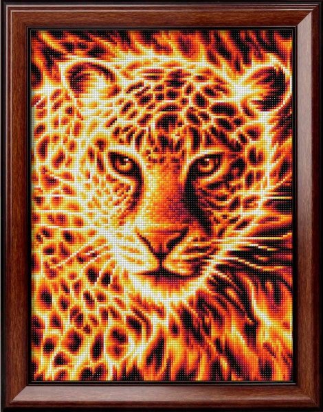 Огненный леопард, алмазная мозаика