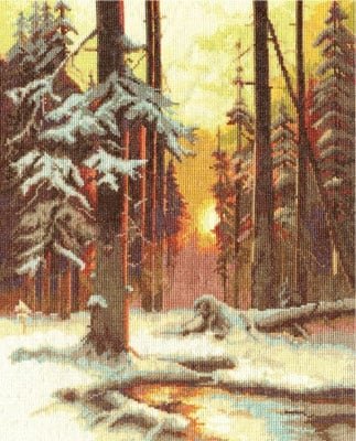 Закат в снежном лесу, набор для вышивания