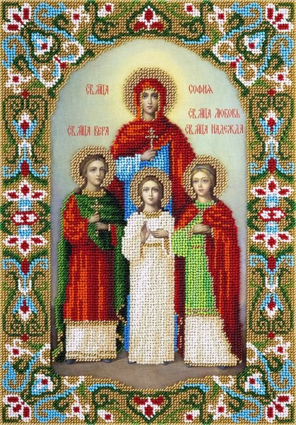 Икона Святых мучениц Веры, Надежды, Любови и матери их Софии, набор для вышивки 