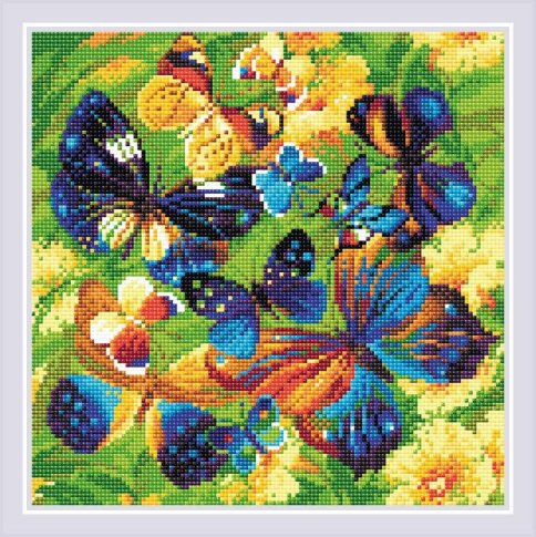 Яркие бабочки, алмазная мозаика Риолис