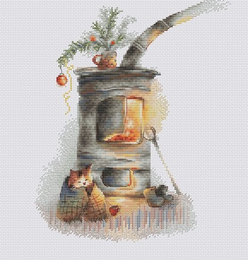 Теплая печка, схема для вышивки