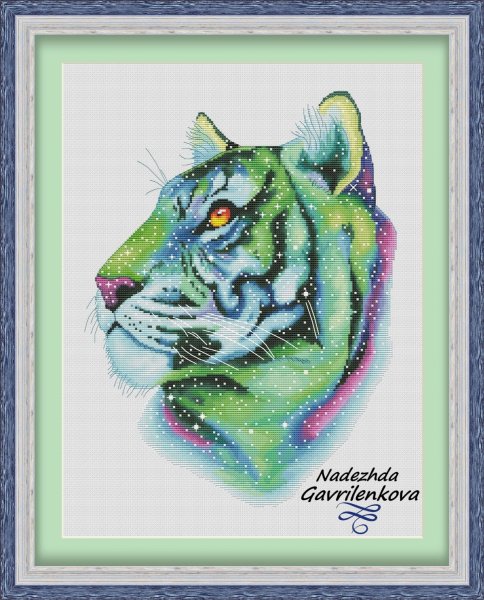 Космо-тигр, схема для вышивки