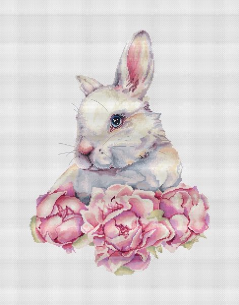 Акварельный кролик, схема для вышивания крестом