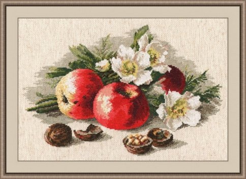 Натюрморт с яблоками, набор для вышивания