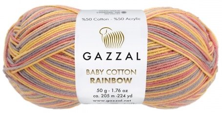 Пряжа Gazzal Baby Cotton Rainbow 50% хлопок, 50% акрил, 50гр/205м