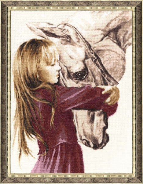 Девочка с лошадью, набор для вышивания