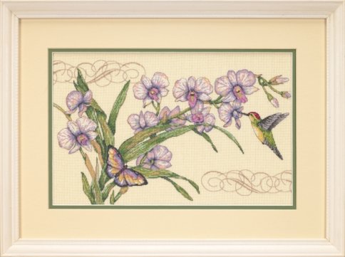 Орхидеи и колибри, набор для вышивания