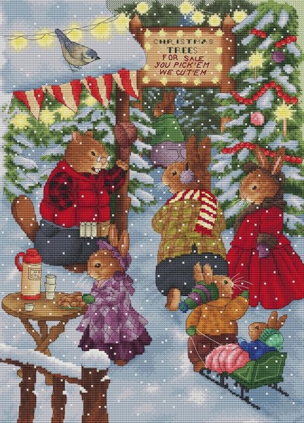 Рождественские ели, схема для вышивания крестиком