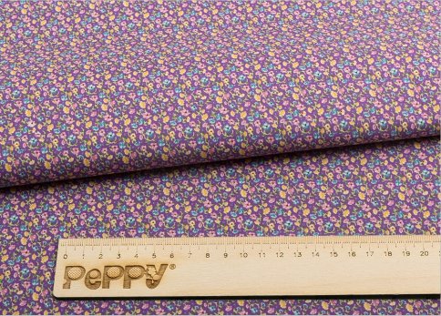 Ткань для пэчворка Peppy, принт фиолетовый с цветочками