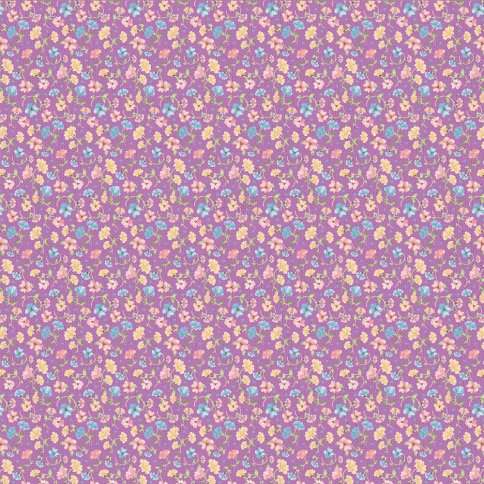 Ткань для пэчворка Peppy, принт фиолетовый с цветочками