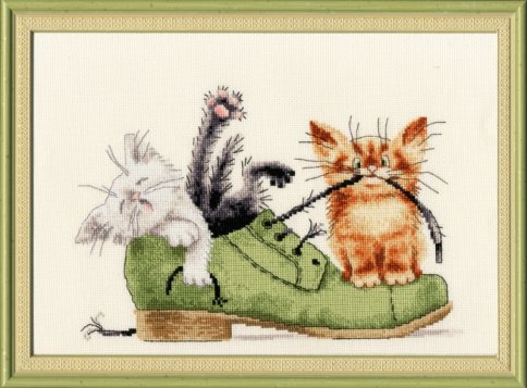 Котята в ботинке, набор для вышивания