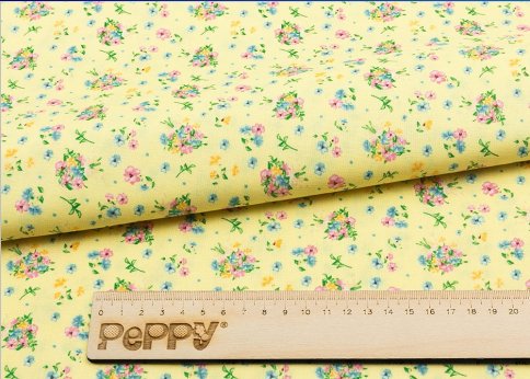 Ткань для пэчворка Peppy, принт желтый с цветами