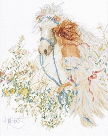 Девушка и лошадь, набор для вышивания