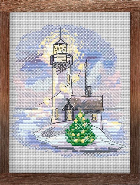 Зимний маяк, Сумерки, схема для вышивания