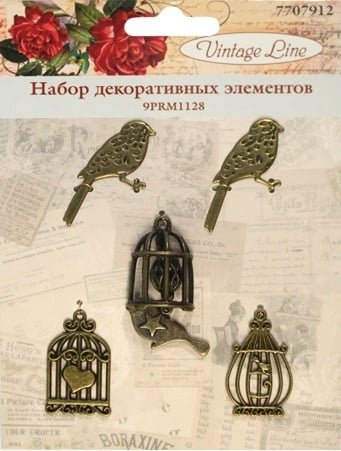 Набор декоративных элементов "Птицы", Vintage Line