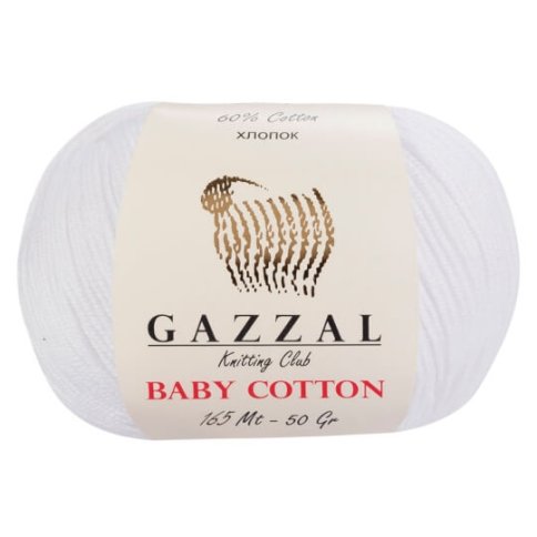 Пряжа Gazzal Baby Cotton 60% хлопок, 40% акрил, 50гр/165м