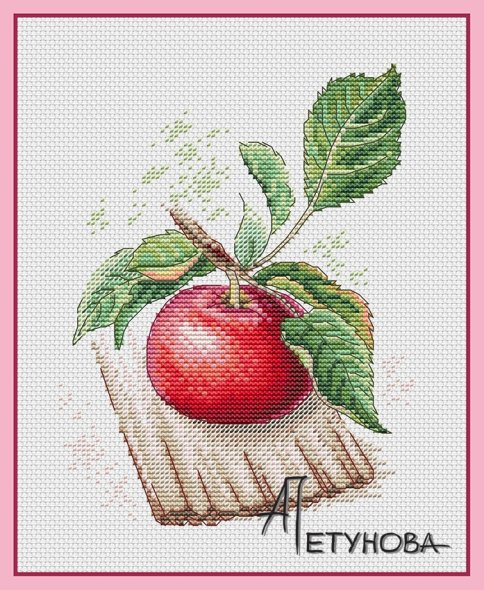 Яблоко, схема для вышивки