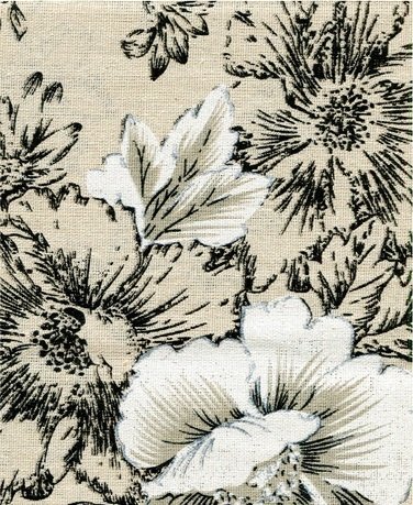 Ткань декоративная "Черно-белые цветы"
