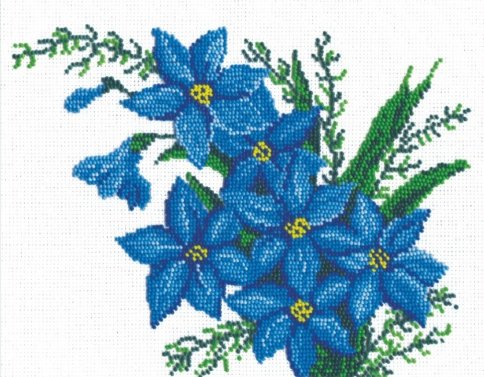 Синие цветы, набор для вышивки