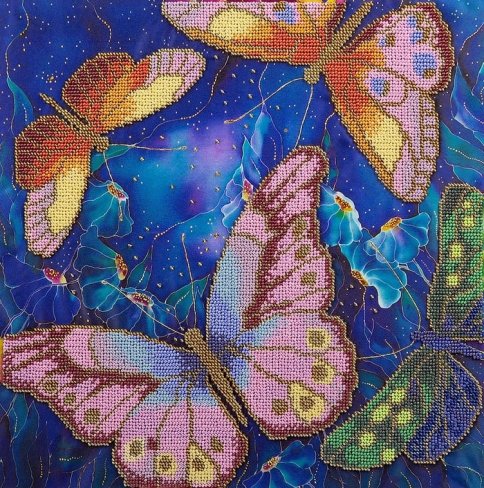 Бабочки в ночных цветах, набор для вышивки 