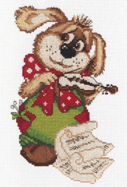 Собачка со скрипкой, набор для вышивания
