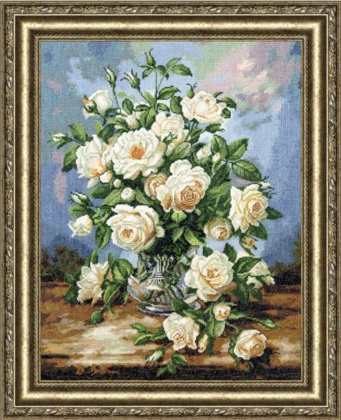 Букет белых роз, набор для вышивания