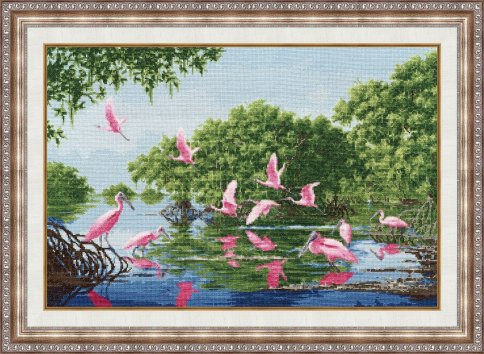 Розовые пеликаны, набор для вышивания