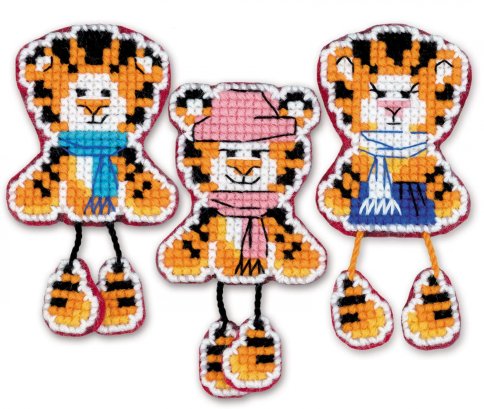 Магниты "Тигрята", набор для вышивания