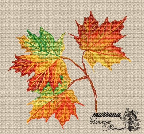 Осенние листья, схема для вышивания крестиком