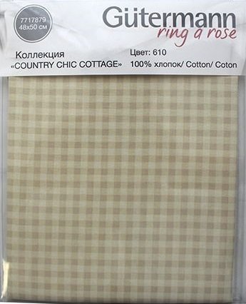 Ткань для пэчворка Gutermann, коллекция Country Chic Cottage, принт Клетка, цвет 610
