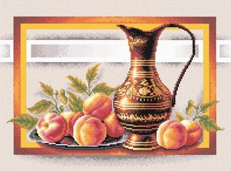 Натюрморт с персиками, набор для вышивания