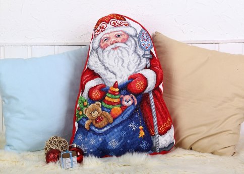 Подушка Дед Мороз, набор для вышивания