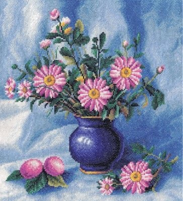Букет хризантем в вазе, набор для вышивания