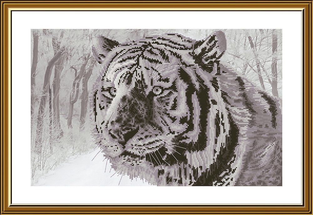 Набор для вышивки нитками на канве с фоновым изображением Новая Слобода СВ3215 Бенгальский тигр