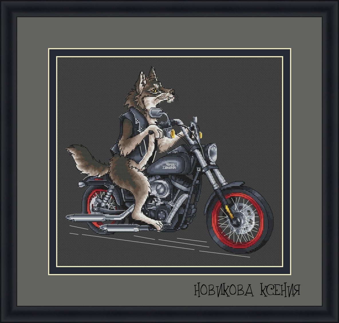 Советская открытка волк на мотоцикле