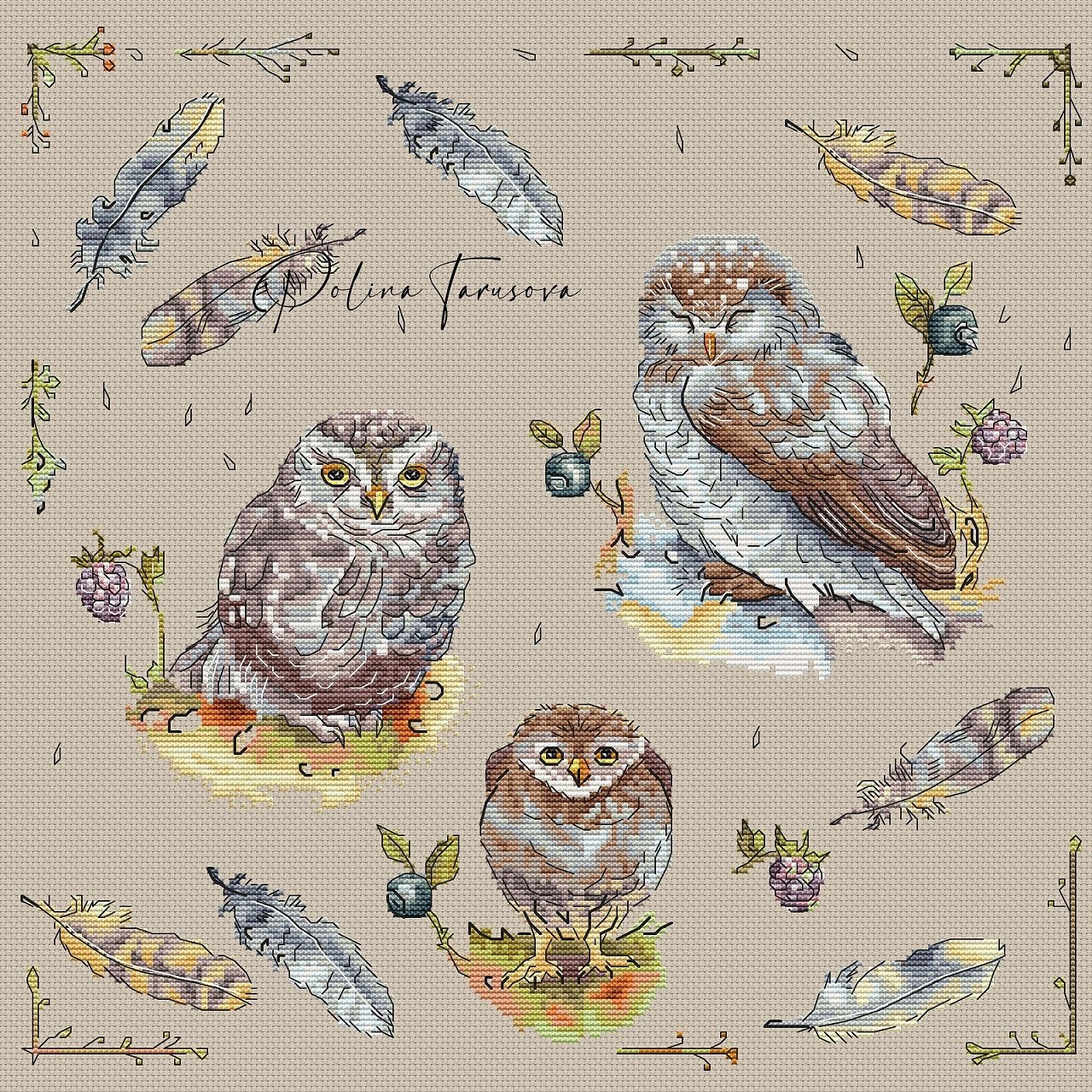 Owl forest embroidery схемы для вышивки