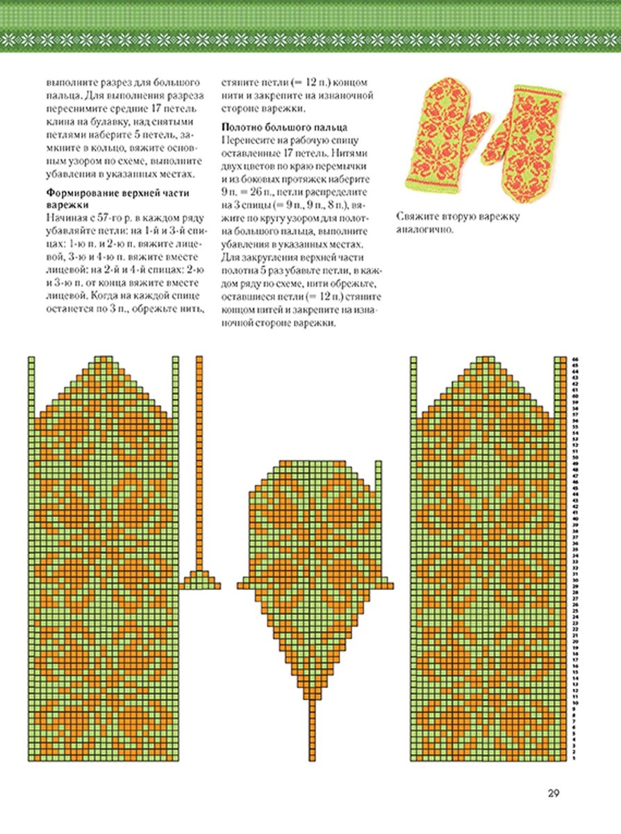 Варежки спицами женские с рисунком схема и описание