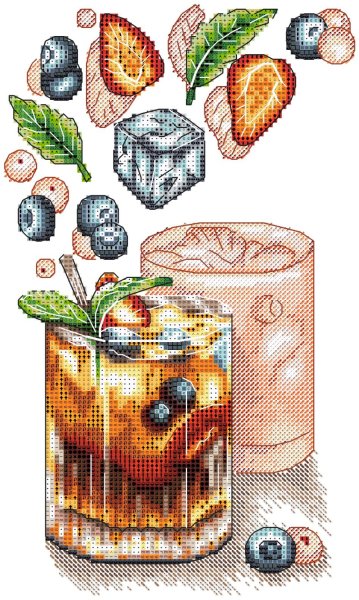 Праздничный коктейль, схема для вышивания