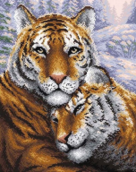 Тигры, алмазная мозаика