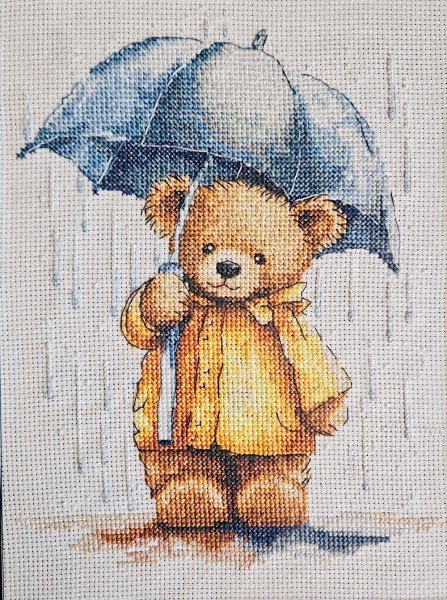 Медвежонок под зонтиком, схема для вышивки крестом