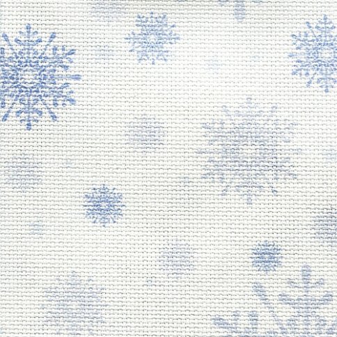 Дизайнерская канва Aida 14, цвет голубой со снежинками