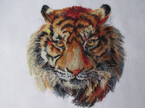 Тигр, авторская схема для вышивки крестом