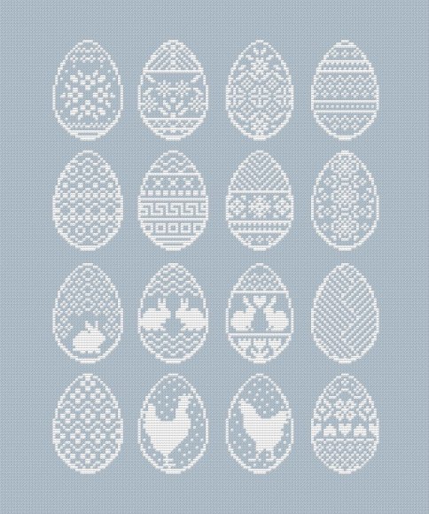 Пасхальные яйца, схема для вышивки крестом