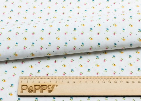 Ткань для пэчворка Peppy, принт белый с мелкими цветочками