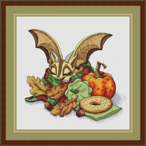 Осенний дракончик, схема для вышивки